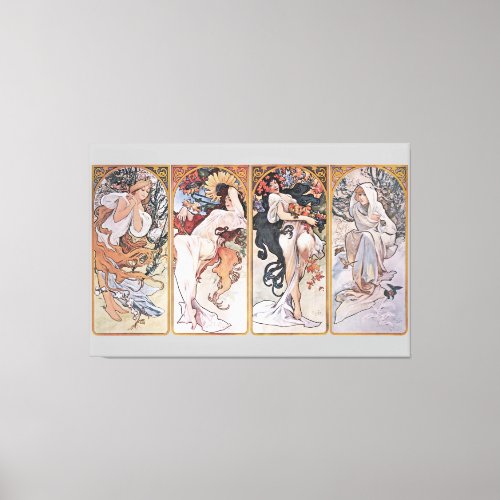 Four Seasons Mucha Faux Canvas Print