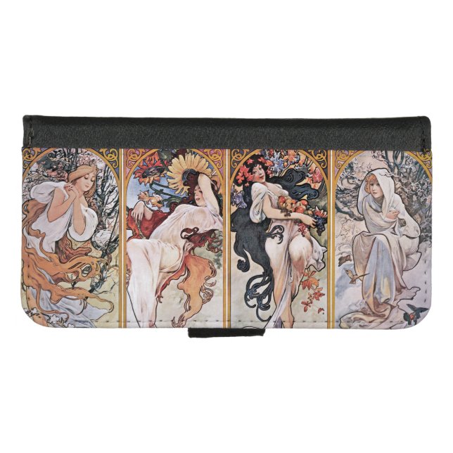 Four Seasons, Mucha iPhone Wallet Case (Front (Horizontal))
