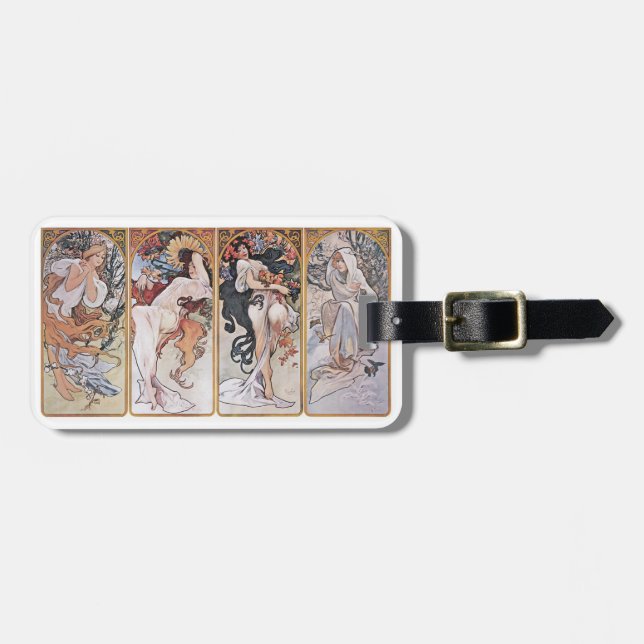 Four Seasons, Mucha Luggage Tag (Front Horizontal)
