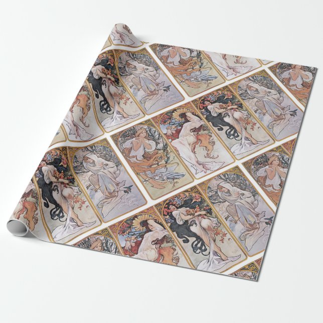 Four Seasons, Mucha Wrapping Paper (Unrolled)