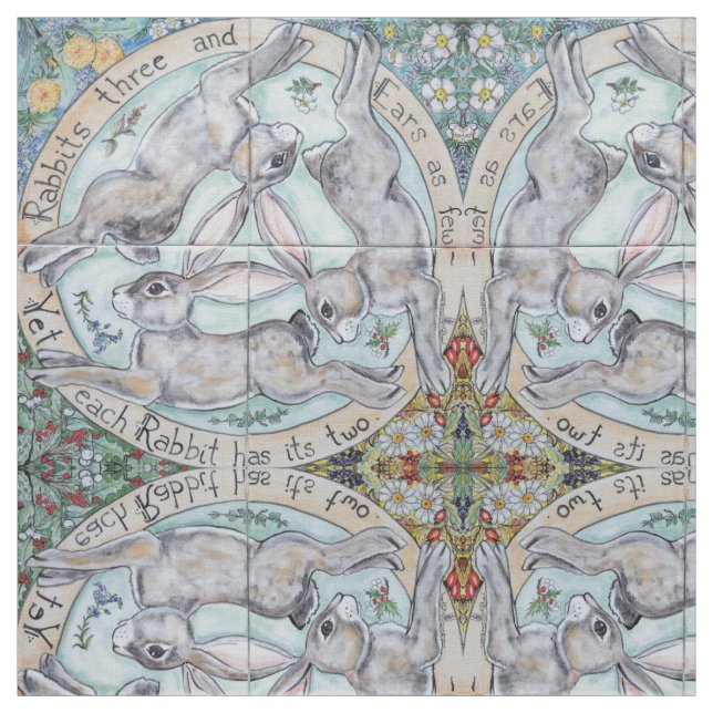 Four Seasons Rabbit Hare Medallion Tiled Fabric (Swatch)