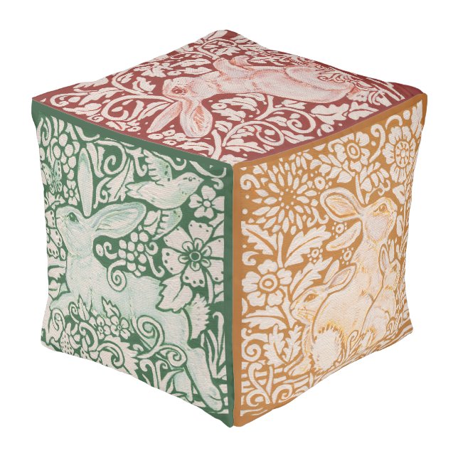 Four Seasons Rabbits Designer Pouf Foot Stool (Angled Back)