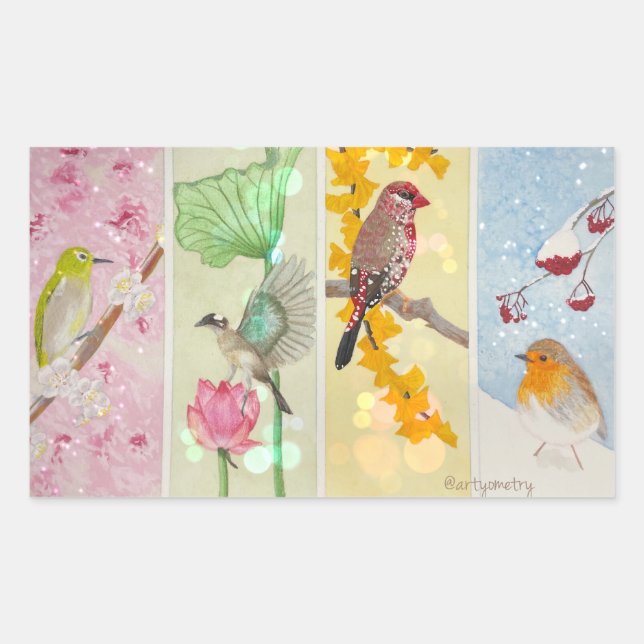Four Seasons Rectangular Sticker (Front)