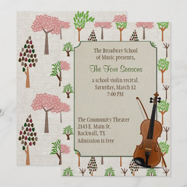 Four Season's Themed Violin Recital Invitation (Front/Back)