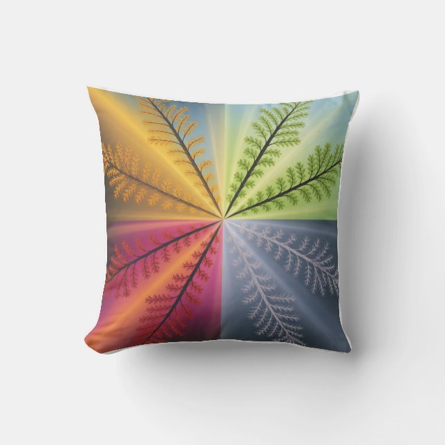 Four Seasons Tree Abstract Throw Pillow (Front)