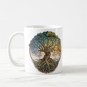 Four Seasons Tree of Life Fantasy Celtic Knot Tree Coffee Mug