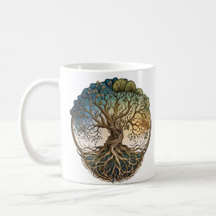 Four Seasons Tree of Life Fantasy Celtic Knot Tree Coffee Mug