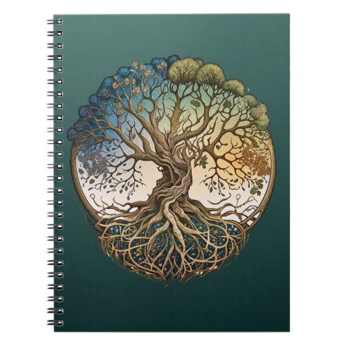 Four Seasons Tree of Life Fantasy Celtic Knot Tree Notebook