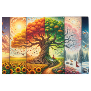 Four Seasons Tree Split Metal Print