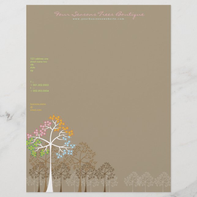 Four Seasons Trees Business Letterhead Template (Front)