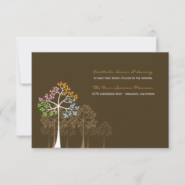 Four Seasons Trees Forest Wedding Reception Card (Front)