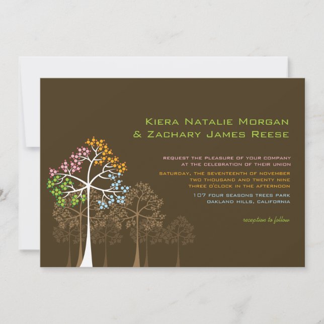 Four Seasons Trees Forest Woodland Wedding Invite (Front)