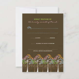 Four Seasons Trees Nature Forest Wedding RSVP Card