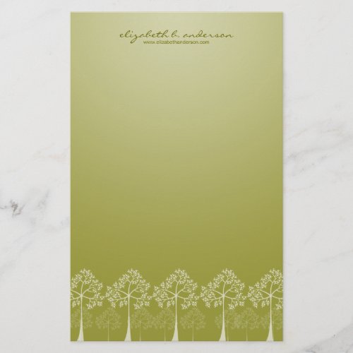 Four Seasons Trees White Note Card Stationery