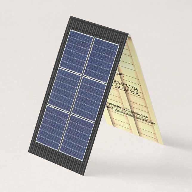Four-Sided Roofing Rooftop Solar Energy Black Roof Business Card (Front)