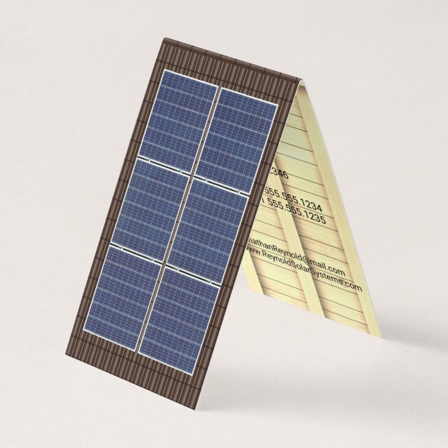 Four-Sided Roofing Rooftop Solar Energy Brown Roof Business Card (Front)