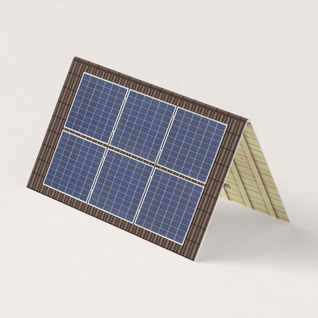Four-Sided Roofing Rooftop Solar Energy Brown Roof Business Card (Front)
