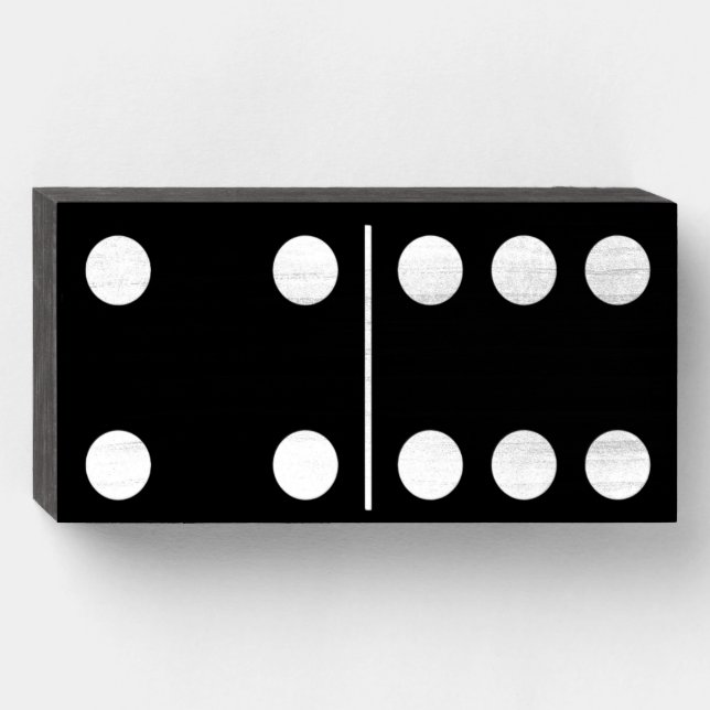 Four Six Black Domino Wood Box Wall Art (Front Horizontal)