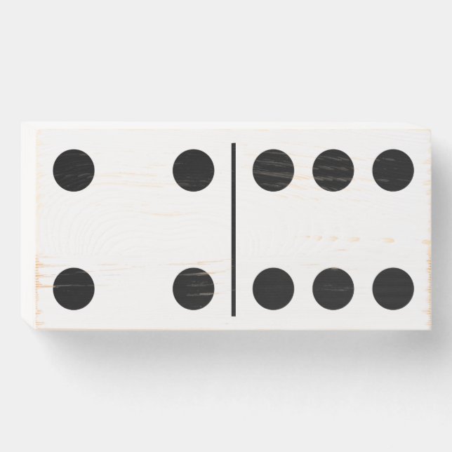 Four Six White Domino Wood Box Wall Art (Front Horizontal)
