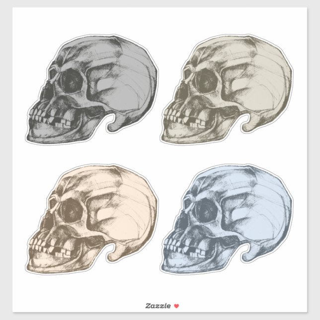 Four Skulls Vinyl Sticker (Sheet)