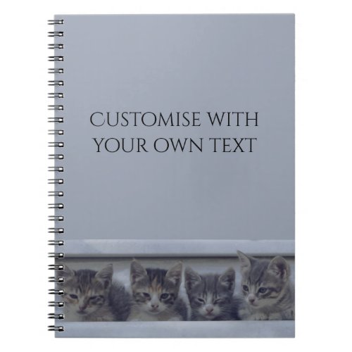 Four Sleepy Kittens in a Row Custom Text Notebook