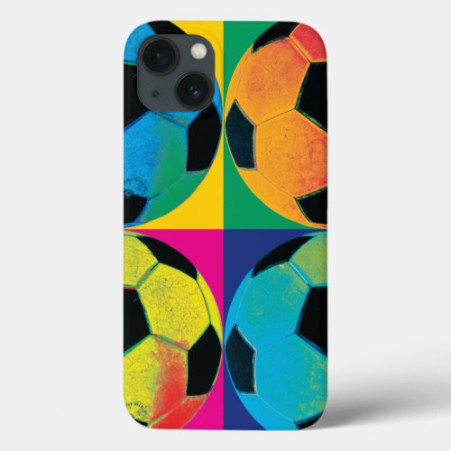 Four Soccer Balls in Different Colors iPhone 13 Case