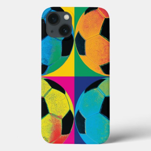 Four Soccer Balls in Different Colors iPhone 13 Case