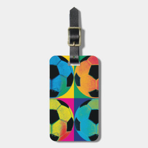 Four Soccer Balls in Different Colors Luggage Tag