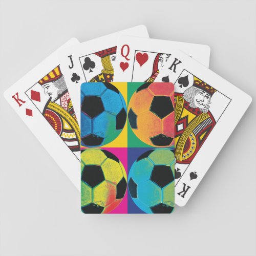 Four Soccer Balls in Different Colors Poker Cards