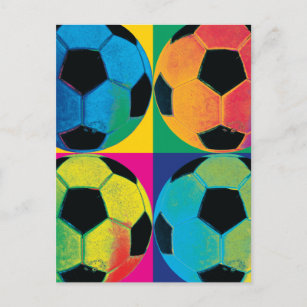 Four Soccer Balls in Different Colors Postcard