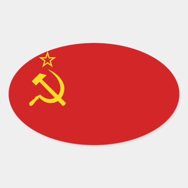 FOUR Soviet Union Flag Oval Sticker (Front)