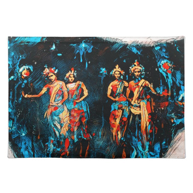 Four Space Dancers Art Cloth Placemat (Front)