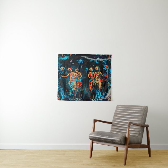 Four Space Dancers Art Tapestry (In Situ (Horizontal))
