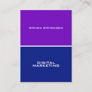 Four space page split violet blue business card