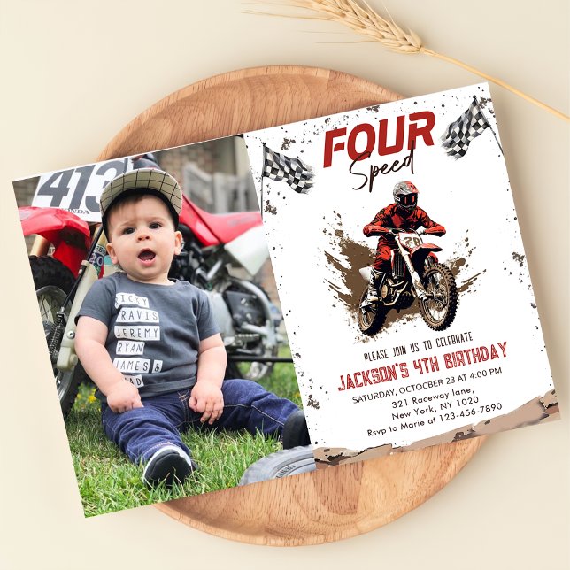 Four Speed Dirt Bike Adventure Birthday Party Invitation (Creator Uploaded)