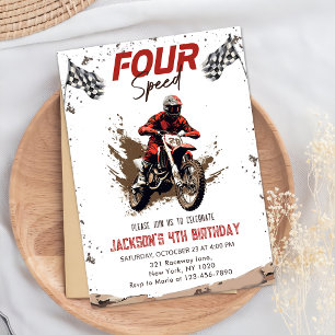 Four Speed Dirt Bike Adventure Birthday Party Invitation