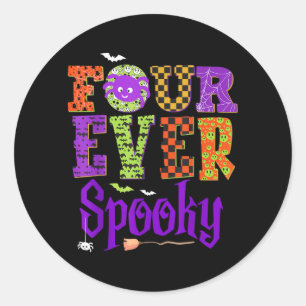 Four Spooky Ghost Halloween 4th Birthday Party Classic Round Sticker