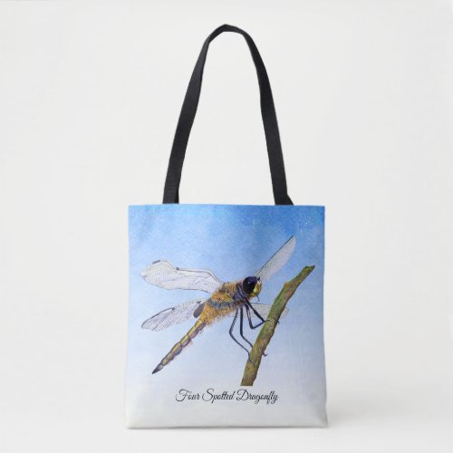 Four_Spotted Chaser Dragonfly Watercolor Tote