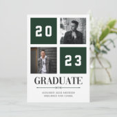Four Square | Green Photo Graduation Announcement (Standing Front)