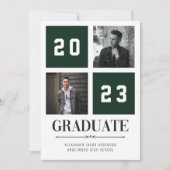 Four Square | Green Photo Graduation Announcement (Front)