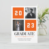 Four Square | Orange Photo Graduation Announcement (Standing Front)