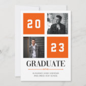 Four Square | Orange Photo Graduation Announcement (Front)