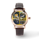 Four Square Photo Collage Gold Watch at Zazzle