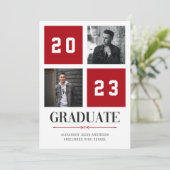Four Square | Red Photo Graduation Announcement (Standing Front)