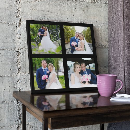 Four Square Wedding Photo Collage Black 75 Canvas Print