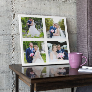 Four Square Wedding Photo Collage White .75 Canvas Print