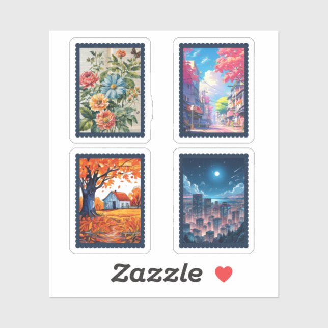 four stamps sticker (Sheet)