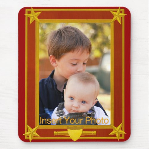 Four_Star Gold and Maroon Frame _ Insert Photo Mouse Pad