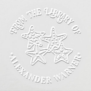 Four Starfish Beach Seashore Library Book Embosser