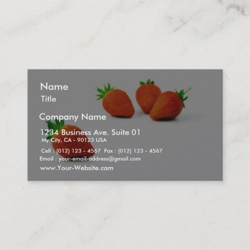 Four Strawberries On White Background Business Card Template